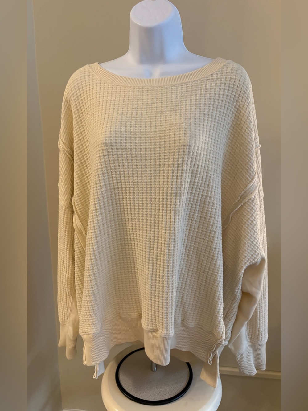 Cream Waffle-Knit Women’s Sweater - Picture 5 of 8